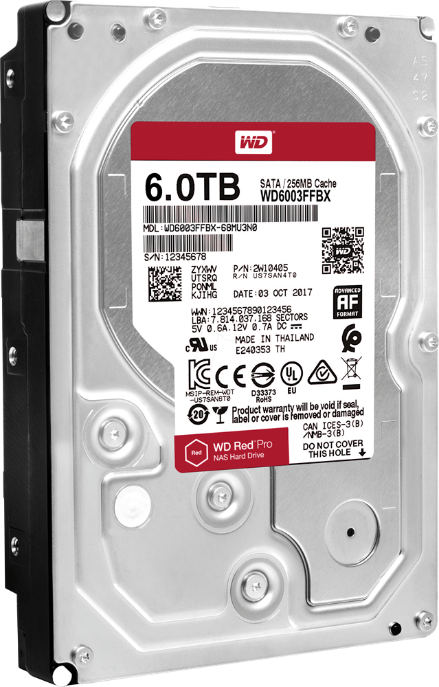 Western Digital 3,5" 6000GB belső SATAIII 7200RPM 256MB RED PRO WD6003FFBX winchester 5 év