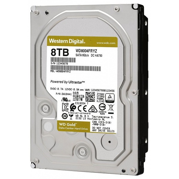 Western Digital 3,5" 8000GB belső SATAIII 7200RPM 256MB Gold WD8004FRYZ winchester