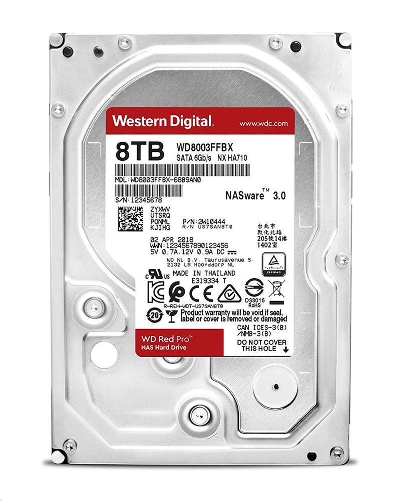 Western Digital 3,5" 8000GB belső SATAIII 7200RPM 256MB RED PRO WD8003FFBX winchester 5 év