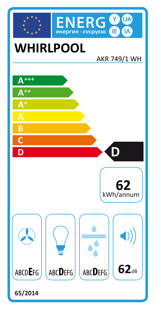 Whirlpool AKR 749/1 WH fehér, beépíthető, kihúzható, méret:60 cm, teleszkópos, zajszint:62 dB, páraelszívó