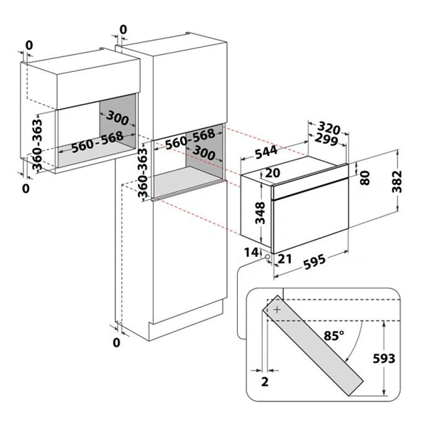 Whirlpool AMW 423 IX 1300W 22L inox beépíthető mikrohullámú sütő