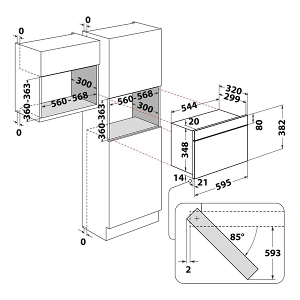 Whirlpool AMW 439/NB 750W 22L fekete beépíthető mikrohullámú sütő