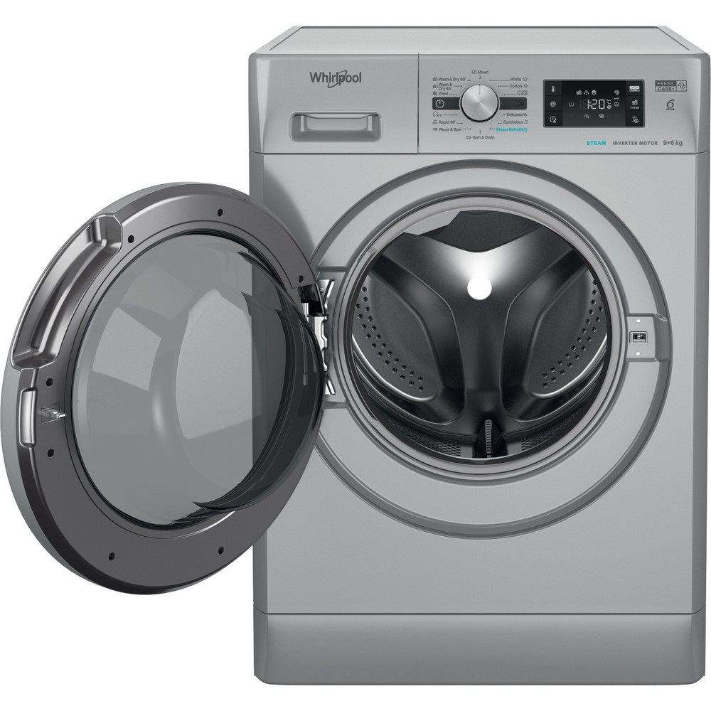 Whirlpool FFWDB 964369 SBSV EE ezüst, elöltöltős, max.1400ford., 9 kg/6 kg, mosó-szárítógép