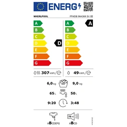 Whirlpool FFWDB 964369 SV EE fehér, elöltöltős, max.1400ford., 9 kg/6 kg, mosó-szárítógép (Használt - A)