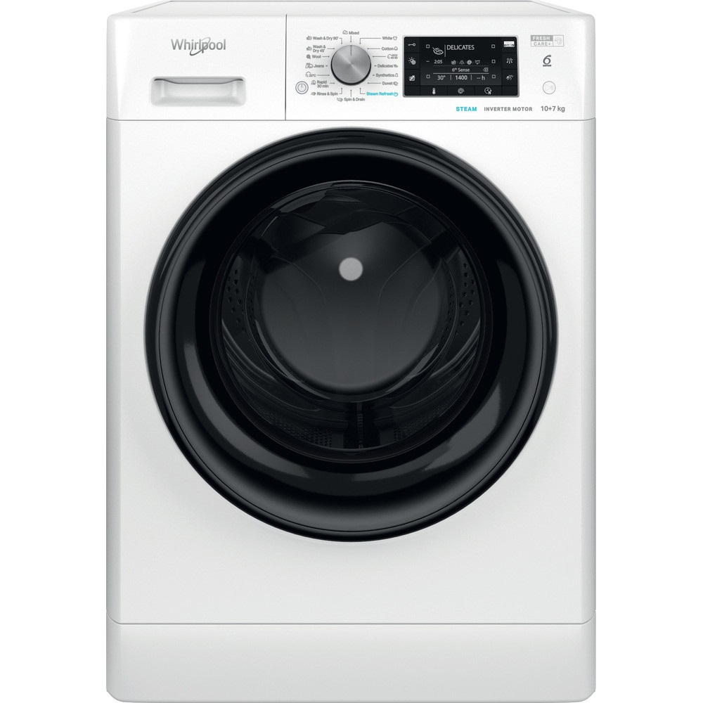 Whirlpool FFWDD 1076258 BV EU fehér, elöltöltős, max.1600ford., 10 kg/7 kg, mosó-szárítógép