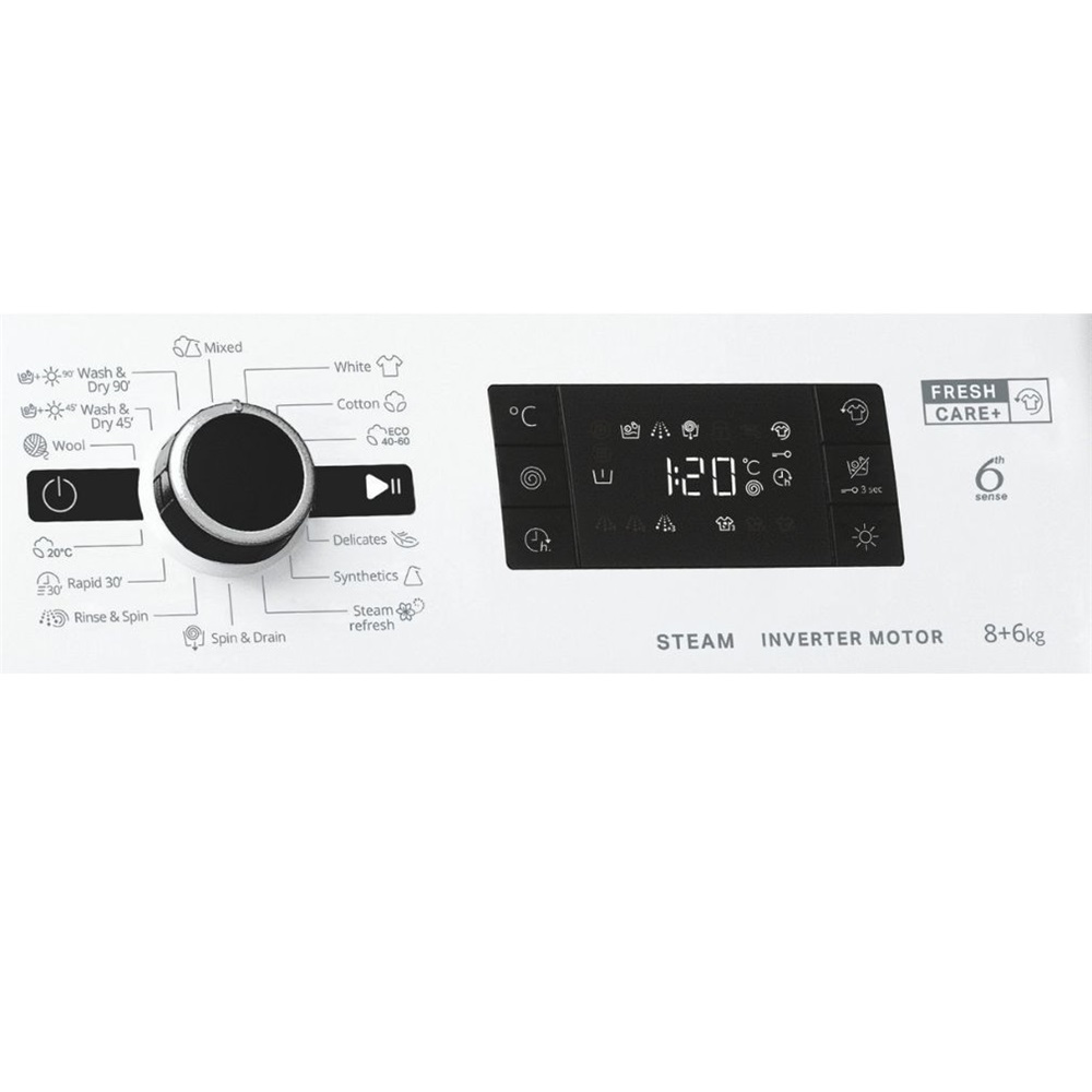 Whirlpool FWDG 861483 WBV EE fehér, elöltöltős, max.1400ford., 8 kg/6 kg, mosó-szárítógép