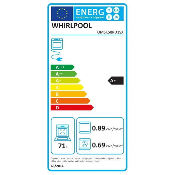 Whirlpool OMSK58RU1SX inox, beépíthető, sütőtér: 71L, grill, pirolitikus, sütő (Újszerű)