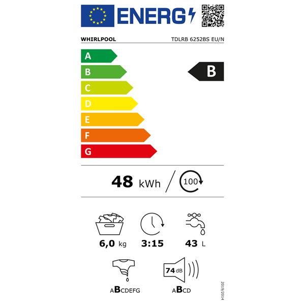 Whirlpool TDLRB 6252BS EU/N felültöltős mosógép