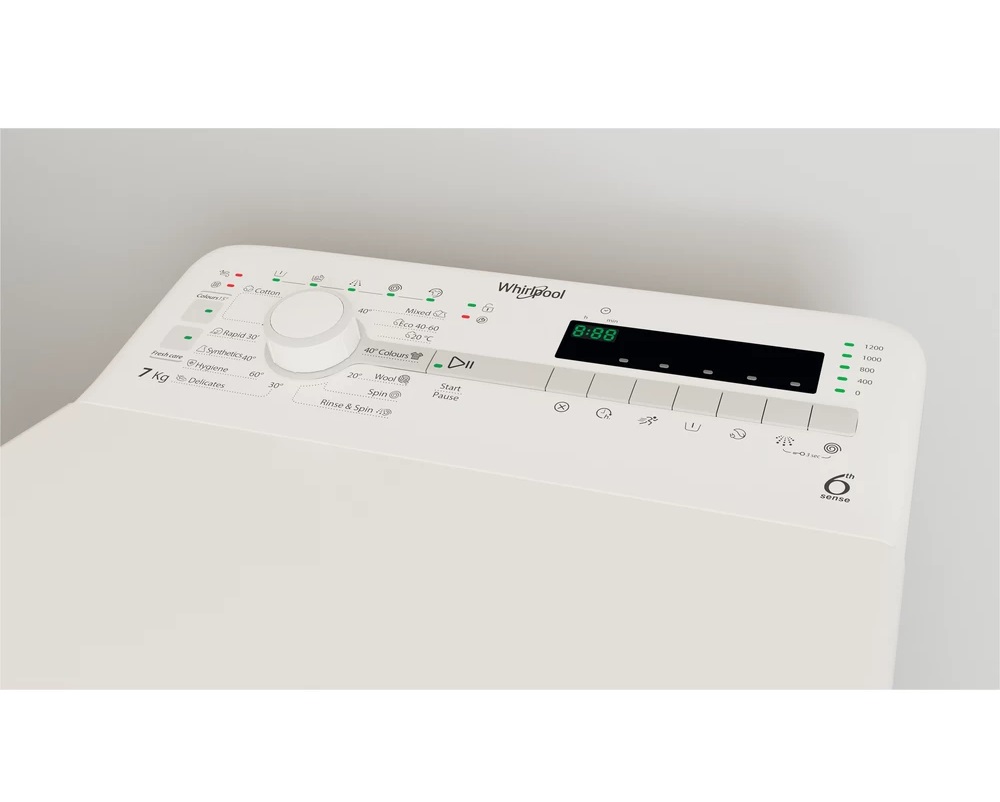 Whirlpool TDLR 7220SS EU/N fehér, felültöltős, max.1200ford., 7 kg, mosógép