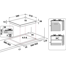Whirlpool TKRL 660 IX beépíthető gáz főzőlap