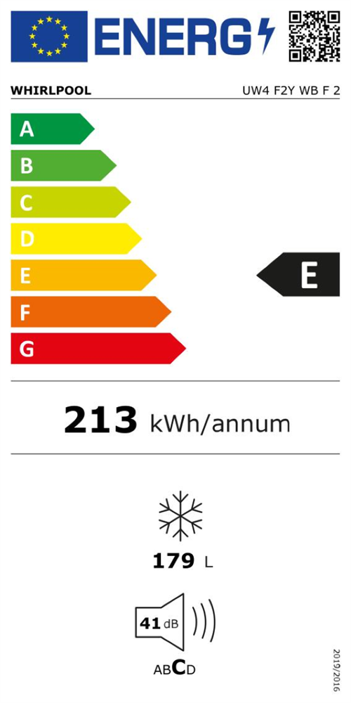 Whirlpool UW4 F2Y WB F 2 fehér, Fagyasztó:17L, No frost fagyasztószekrény