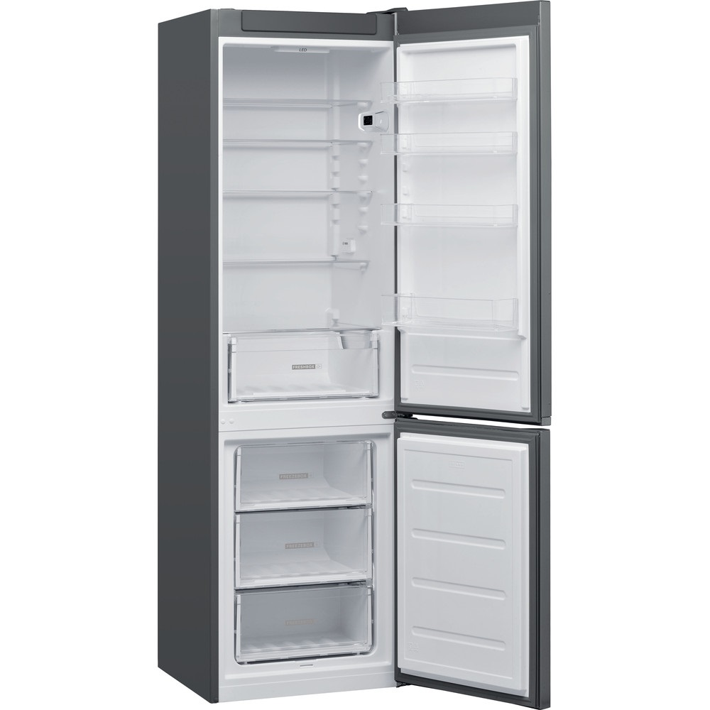 Whirlpool W5 921E OX 2 inox, alulfagyasztós, Hűtő:262L, Fagyasztó:111L, hűtőszekrény