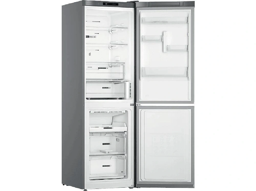 Whirlpool W7X 82I OX inox, alulfagyasztós, Hűtő:231L, Fagyasztó:104L, No frost hűtőszekrény (Használt - A)