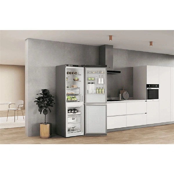 Whirlpool W7X 82I OX inox, alulfagyasztós, Hűtő:231L, Fagyasztó:104L, No frost hűtőszekrény (Használt - A)