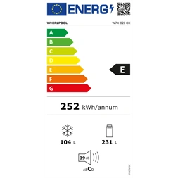 Whirlpool W7X 82I OX inox, alulfagyasztós, Hűtő:231L, Fagyasztó:104L, No frost hűtőszekrény (Használt - A)