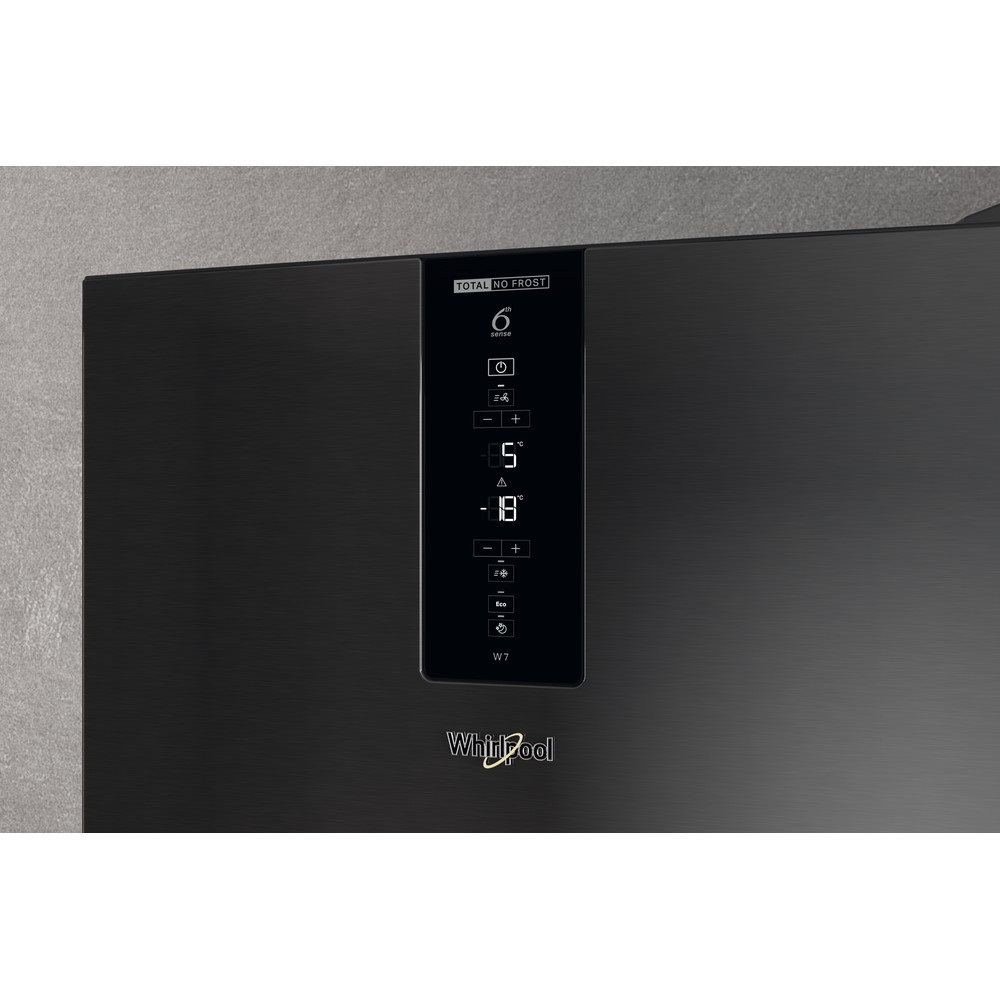 Whirlpool W7X 83T KS 2 fekete, alulfagyasztós, Hűtő:231L, Fagyasztó:104L, No frost hűtőszekrény