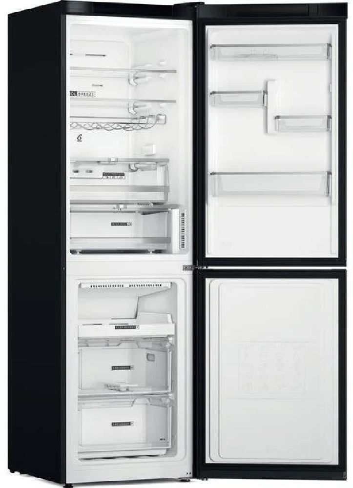 Whirlpool W7X 83T KS fekete, alulfagyasztós, Hűtő:231L, Fagyasztó:104L, No frost hűtőszekrény
