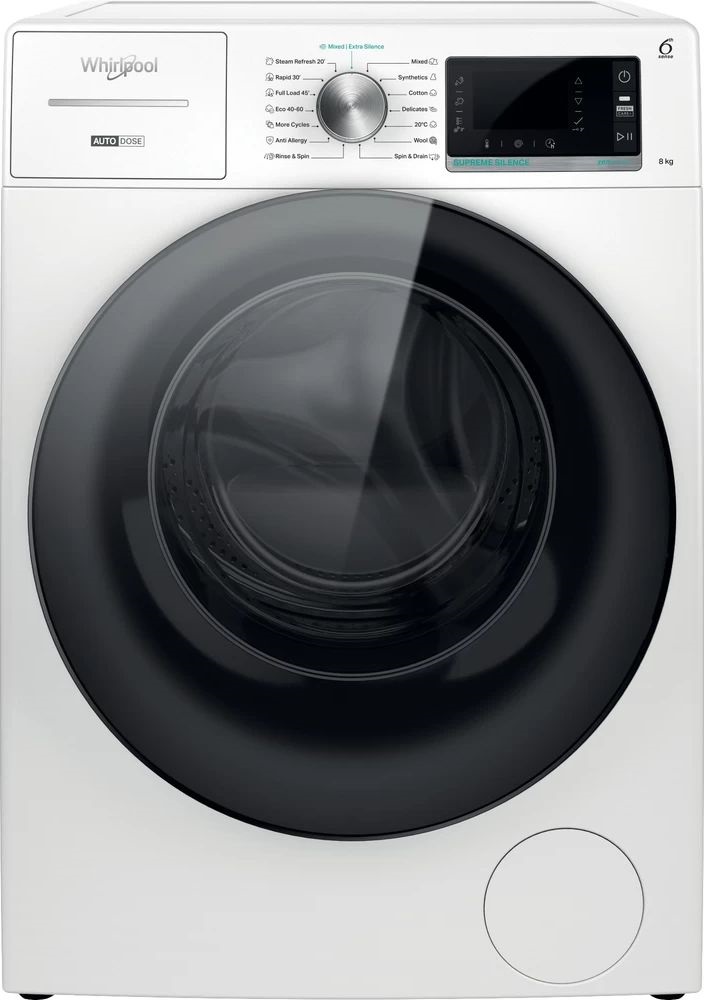 Whirlpool W7X 89 SILENCE EE fehér, elöltöltős, max.1400ford., 8 kg, mosógép
