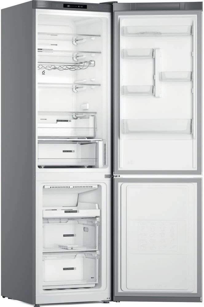 Whirlpool W7X 92I OX inox, alulfagyasztós, Hűtő:263L, Fagyasztó:104L, No frost hűtőszekrény