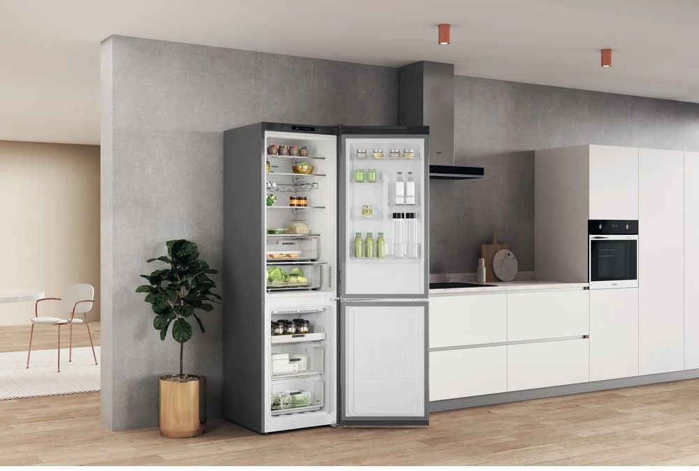 Whirlpool W7X 92I OX inox, alulfagyasztós, Hűtő:263L, Fagyasztó:104L, No frost hűtőszekrény