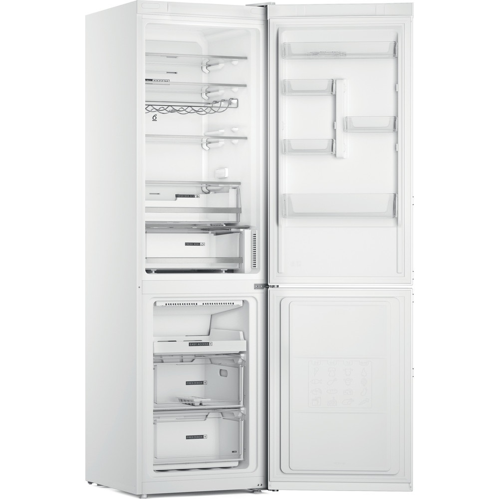 Whirlpool W7X 92O W H fehér, alulfagyasztós, Hűtő:263L, Fagyasztó:104L, No frost hűtőszekrény