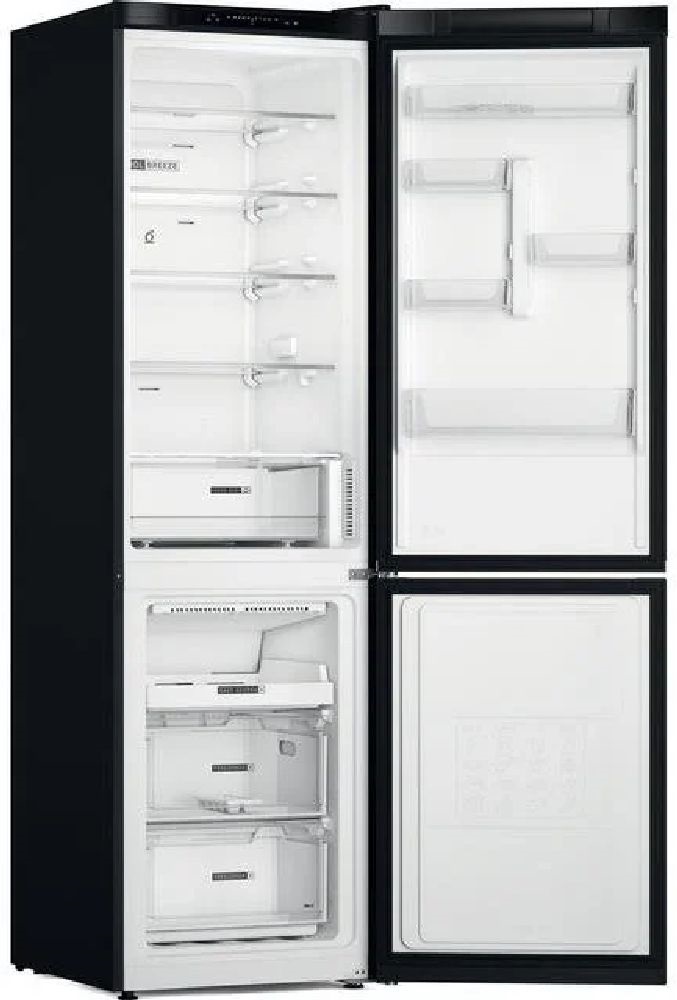Whirlpool W7X 93A K fekete, alulfagyasztós, Hűtő:263L, Fagyasztó:104L, No frost hűtőszekrény