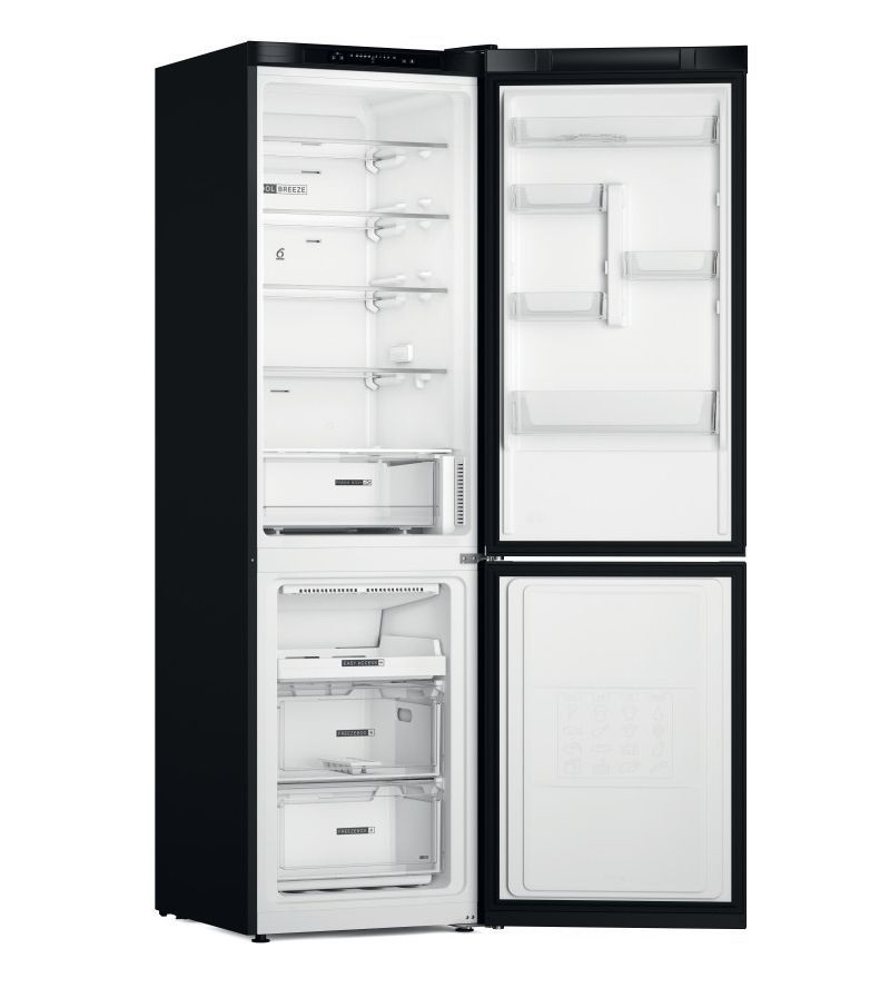 Whirlpool W7X 93A K fekete, alulfagyasztós, Hűtő:263L, Fagyasztó:104L, No frost hűtőszekrény (Újszerű)