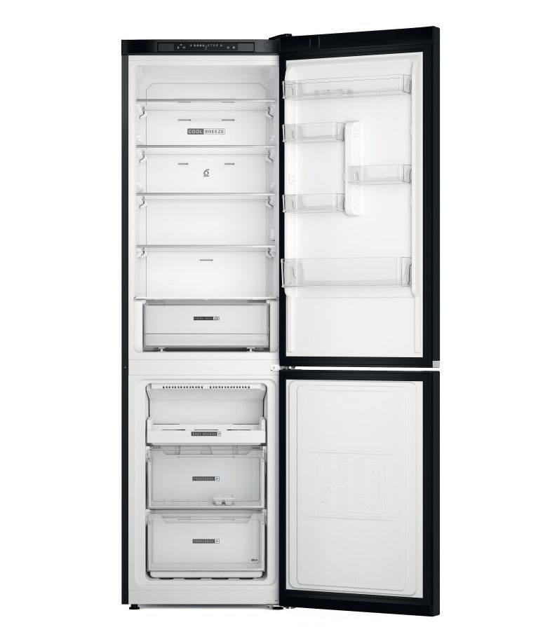 Whirlpool W7X 93A K fekete, alulfagyasztós, Hűtő:263L, Fagyasztó:104L, No frost hűtőszekrény (Újszerű)