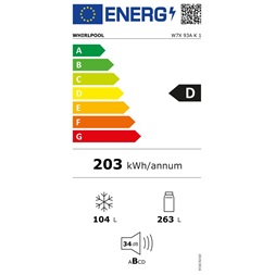 Whirlpool W7X 93A K fekete alulfagyasztós hűtőszekrény (Újszerű)