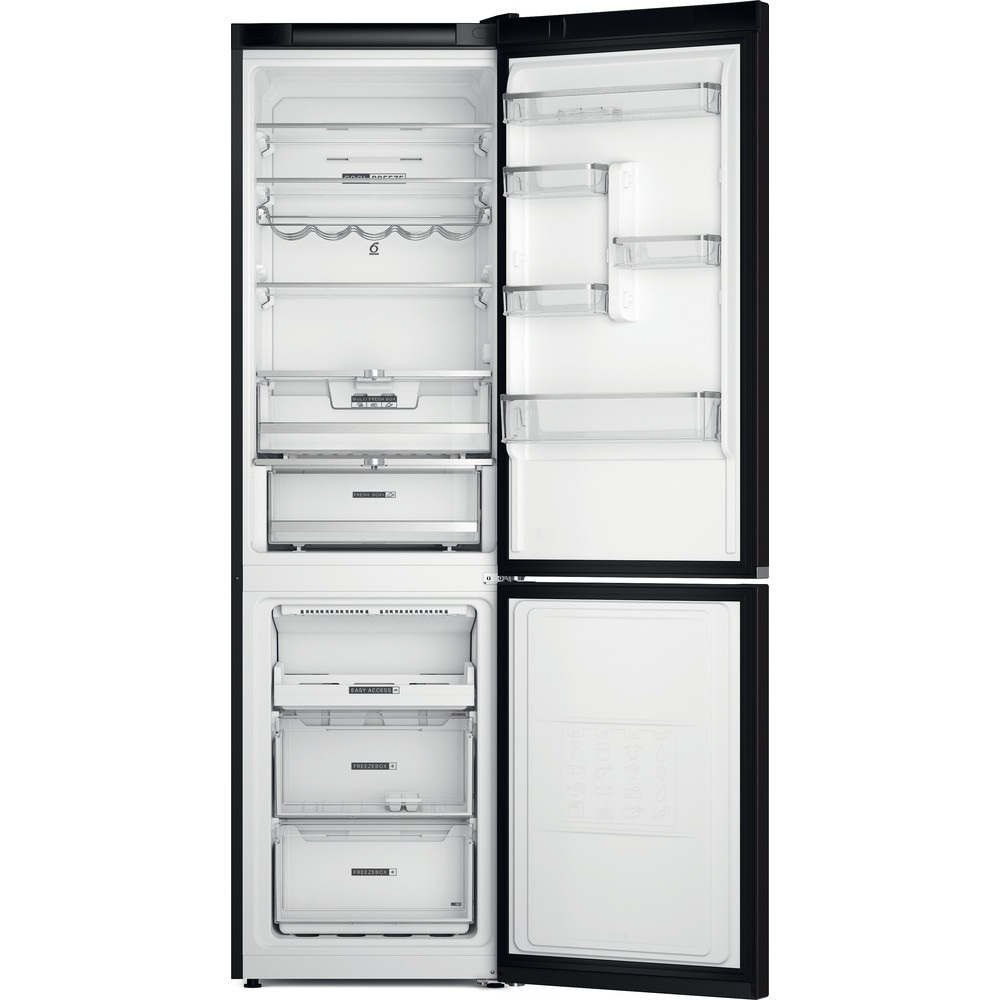 Whirlpool W7X 93T KS fekete, alulfagyasztós, Hűtő:263L, Fagyasztó:104L, No frost hűtőszekrény
