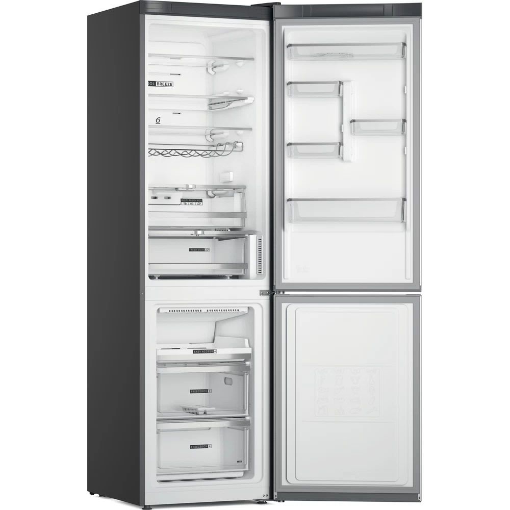 Whirlpool W7X 94T SX Total inox, alulfagyasztós, Hűtő:263L, Fagyasztó:104L, No frost hűtőszekrény