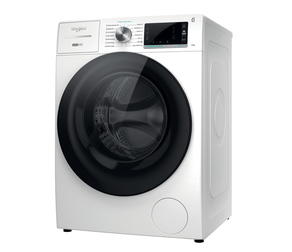 Whirlpool W7X W845WB EE fehér, elöltöltős, max.1400ford., 8 kg, mosógép