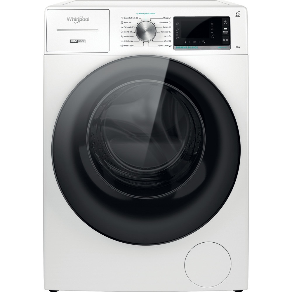 Whirlpool W7X W845WB EE fehér, elöltöltős, max.1400ford., 8 kg, mosógép