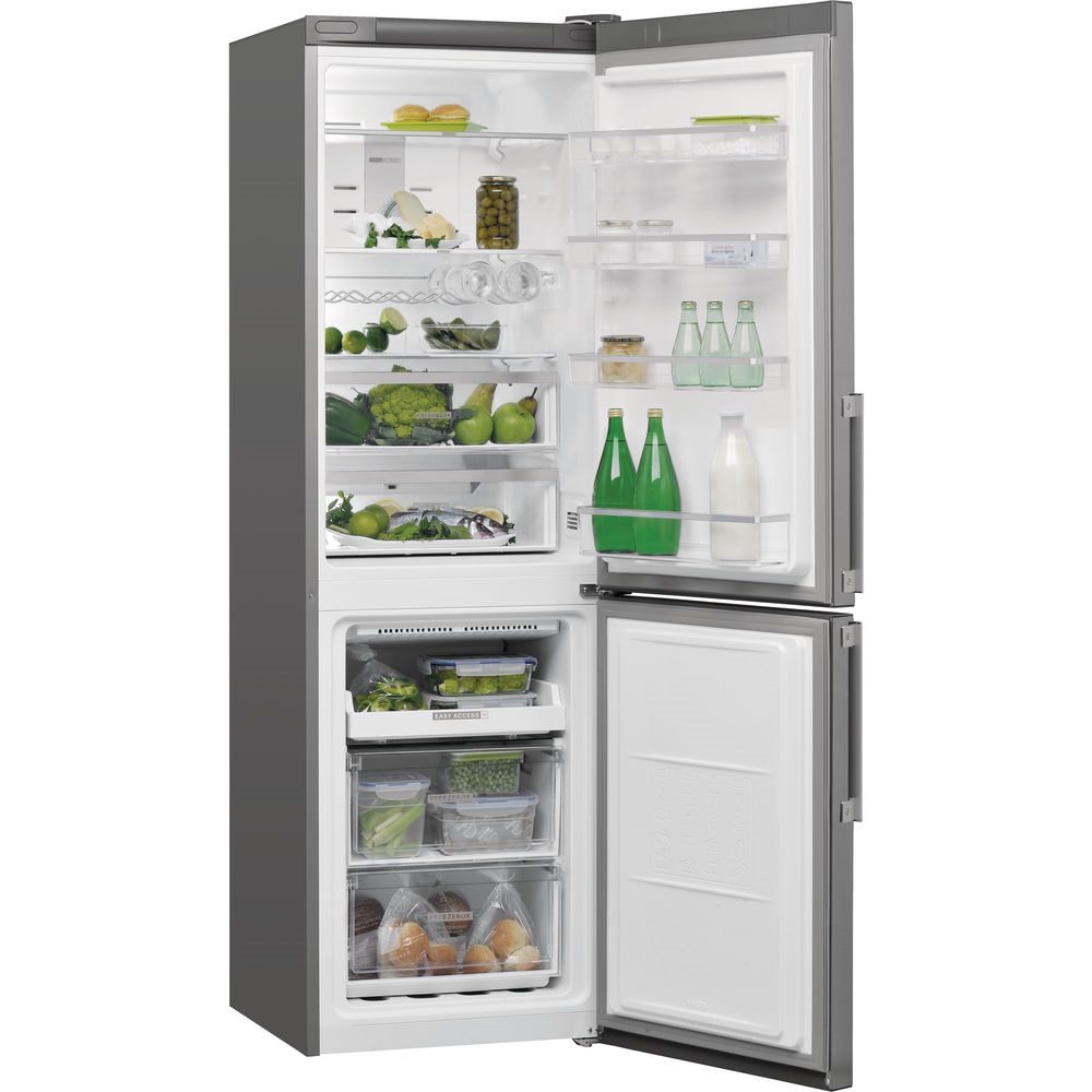 Whirlpool W7 831T OX H inox, alulfagyasztós, Hűtő:239L, Fagyasztó:104L, Total No frost hűtőszekrény