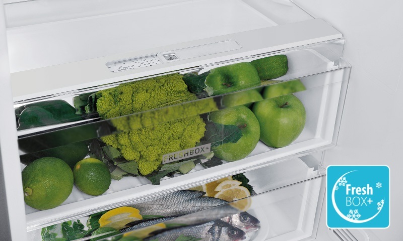 Whirlpool W7 831T OX H inox, alulfagyasztós, Hűtő:239L, Fagyasztó:104L, Total No frost hűtőszekrény