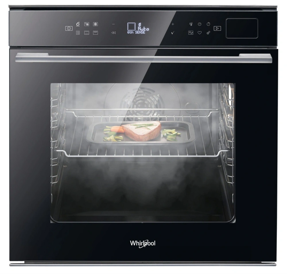Whirlpool W7 OS4 4S1 P BL fekete, beépíthető, sütőtér: 73L, grill, légkeverés, pirolitikus, sütő (Újszerű)