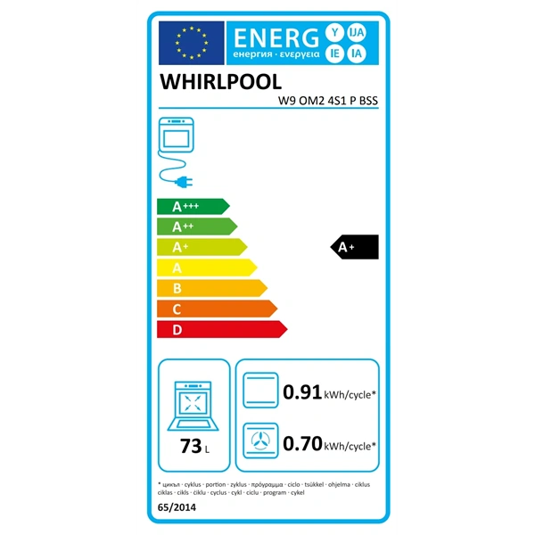 Whirlpool W9 OM2 4S1 P BSS fekete, beépíthető, sütőtér: 73L, grill, légkeverés, pirolitikus, sütő (Újszerű)
