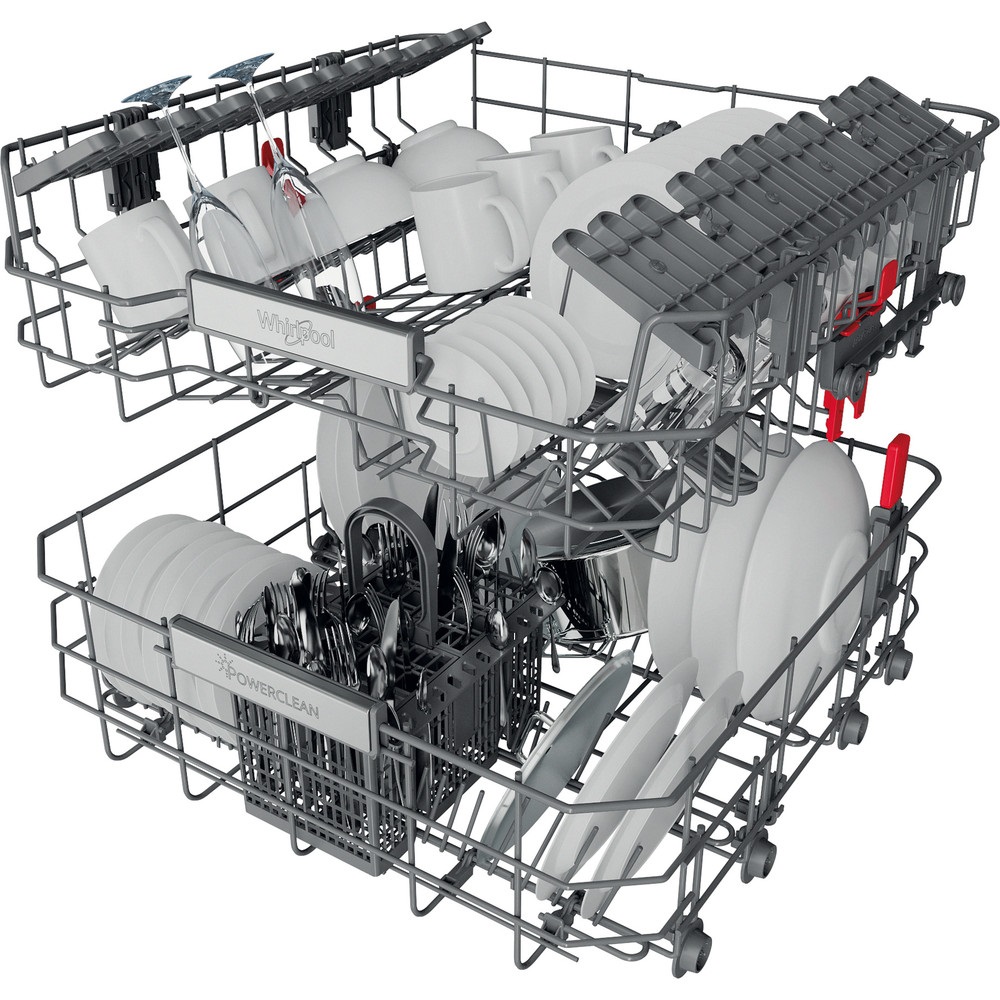 Whirlpool WBO 3T333 P 6.5 X szürke, programok száma: 11, beépíthető, 14 terítékes mosogatógép 