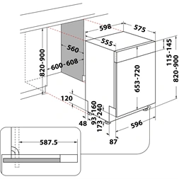 Whirlpool WBO 3T333 P 6.5 X programok száma: 11, beépíthető, 14 terítékes mosogatógép (Újszerű)