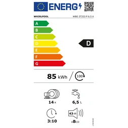 Whirlpool WBO 3T333 P 6.5 X programok száma: 11, beépíthető, 14 terítékes mosogatógép (Újszerű)