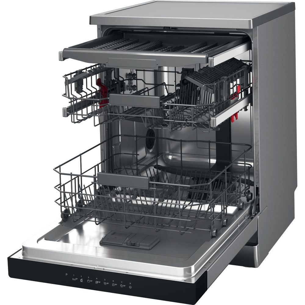 Whirlpool WFC 3C33 F X inox, programok száma: 8, szabadonálló, 14 terítékes mosogatógép 
