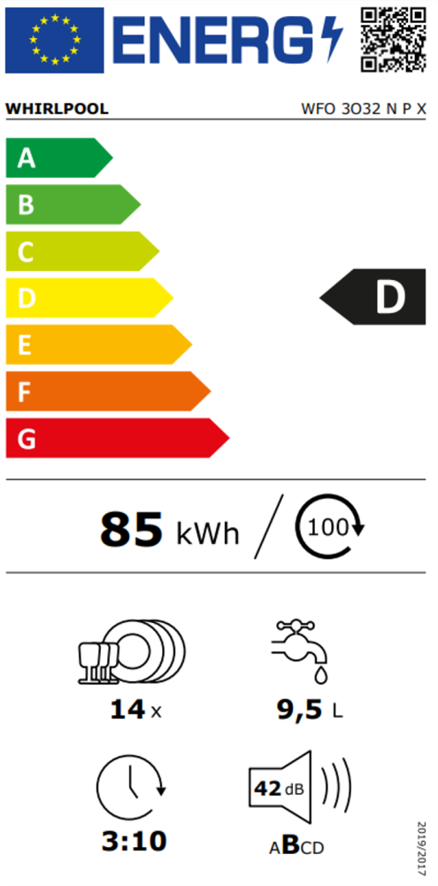 Whirlpool WFO 3O32 N P X inox, programok száma: 10, szabadonálló, 14 terítékes mosogatógép 