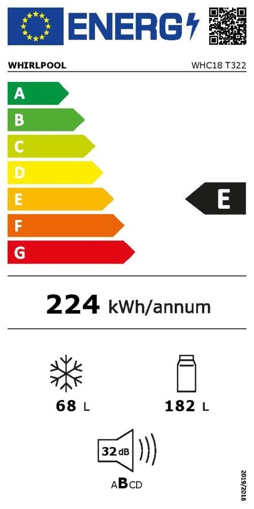 Whirlpool WHC18 T322 beépíthető alulfagyasztós hűtőszekrény (Használt - A)