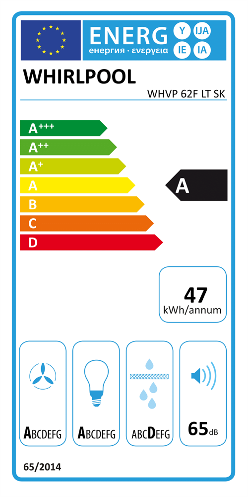 Whirlpool WHVP 62F LT SK fekete, beépíthető, döntött, méret:59,8 cm, zajszint:65 dB, páraelszívó