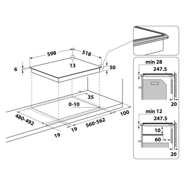 Whirlpool WL B5860 AL fekete, beépíthető, indukciós, főzőzóna: 4, beépíthető méret: 56cm, főzőlap