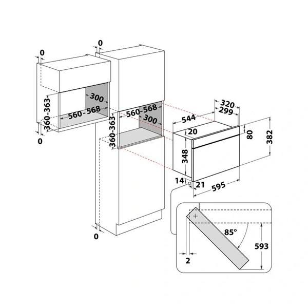 Whirlpool WMN464BX 750W 22L inox beépíthető mikrohullámú sütő