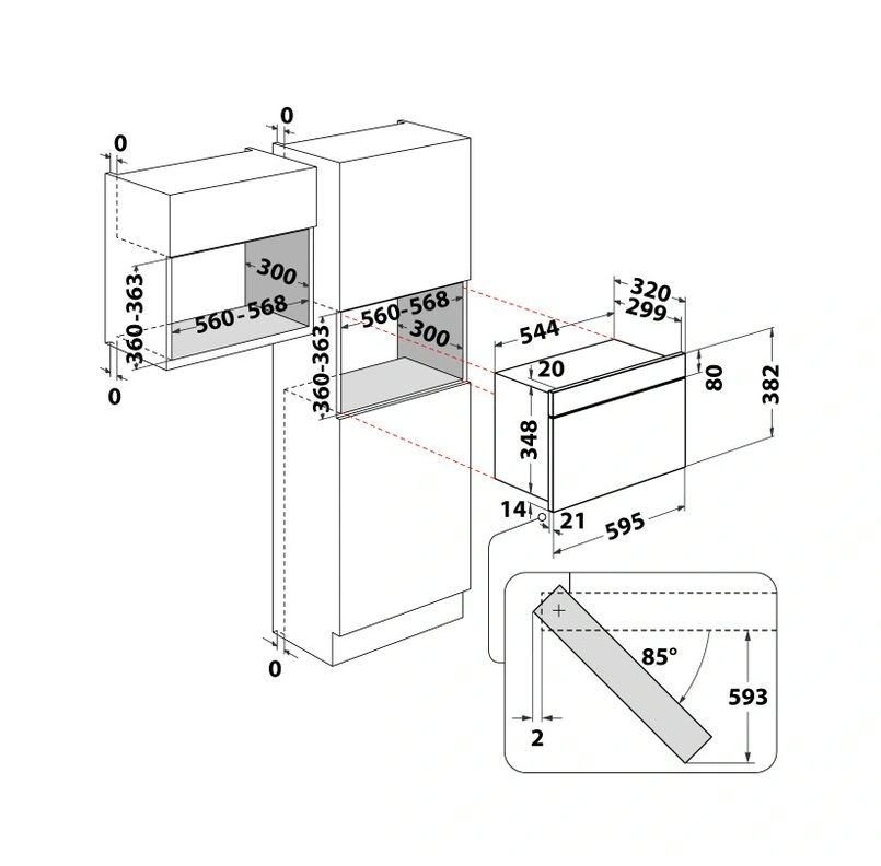 Whirlpool WMN464BX 750W 22L inox beépíthető mikrohullámú sütő