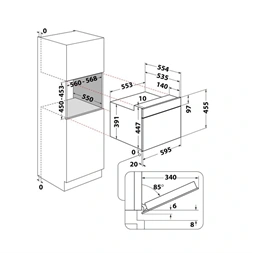 Whirlpool WMW44HMX 900W 40L inox beépíthető mikrohullámú sütő
