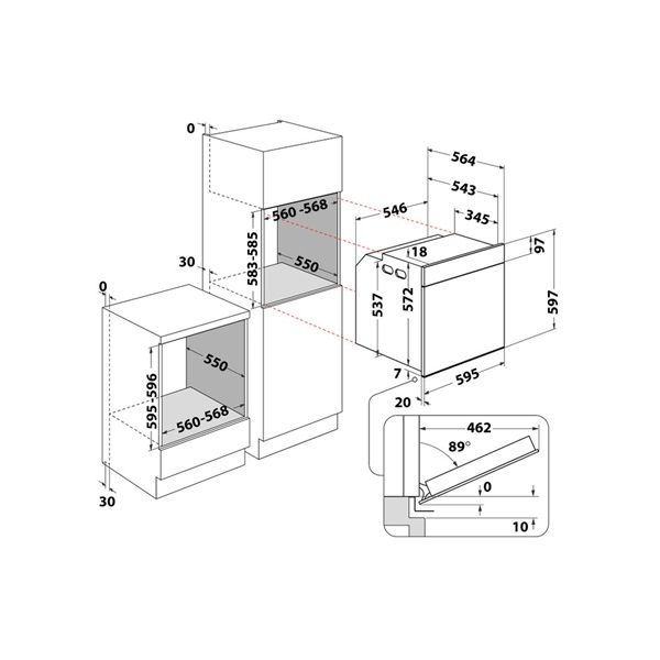 Whirlpool WOI4S8HM2SBA fekete, beépíthető, sütőtér: 73 liter, grill, légkeverés  sütő