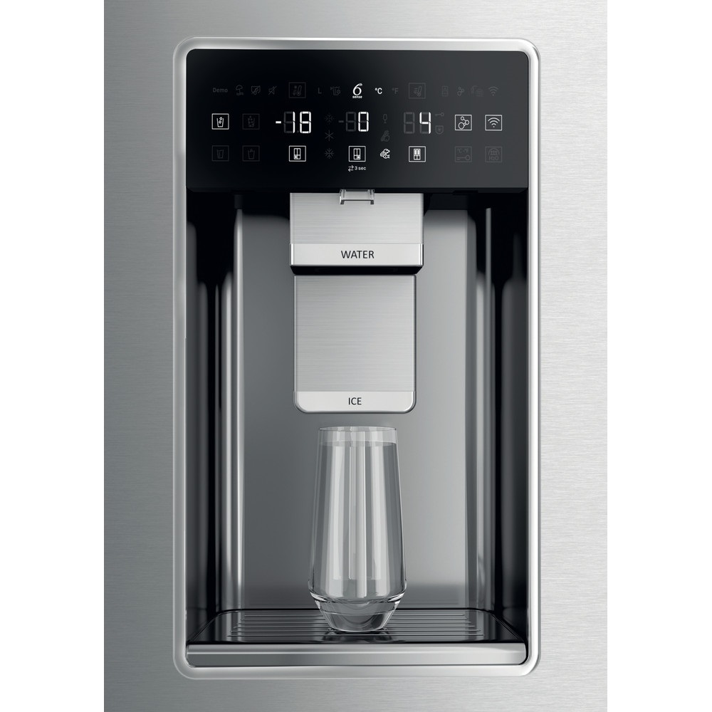 Whirlpool WQ9I MO1L inox, Side-by-Side, Hűtő:355L, Fagyasztó:237L, No frost hűtőszekrény